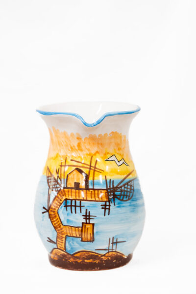 Brocca Vino Trabocco al tramonto in Ceramica dipinta a mano