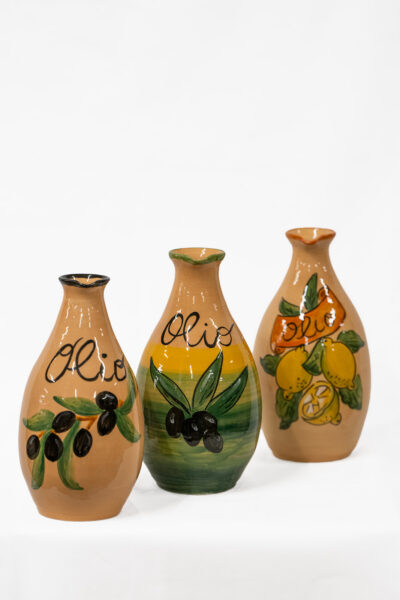 Bottiglie porta olio Decorazione Olive in ceramica dipinte a mano