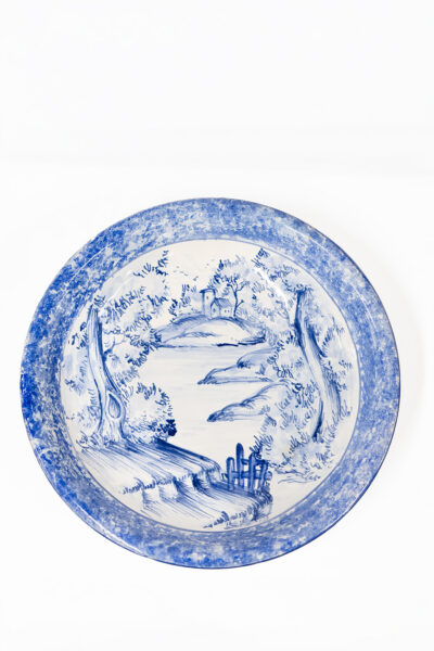 Piatto Paesaggio rurale in ceramica dipinto a mano